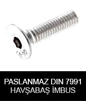 paslanmaz dın 7991 havşa baş imbus cıvata